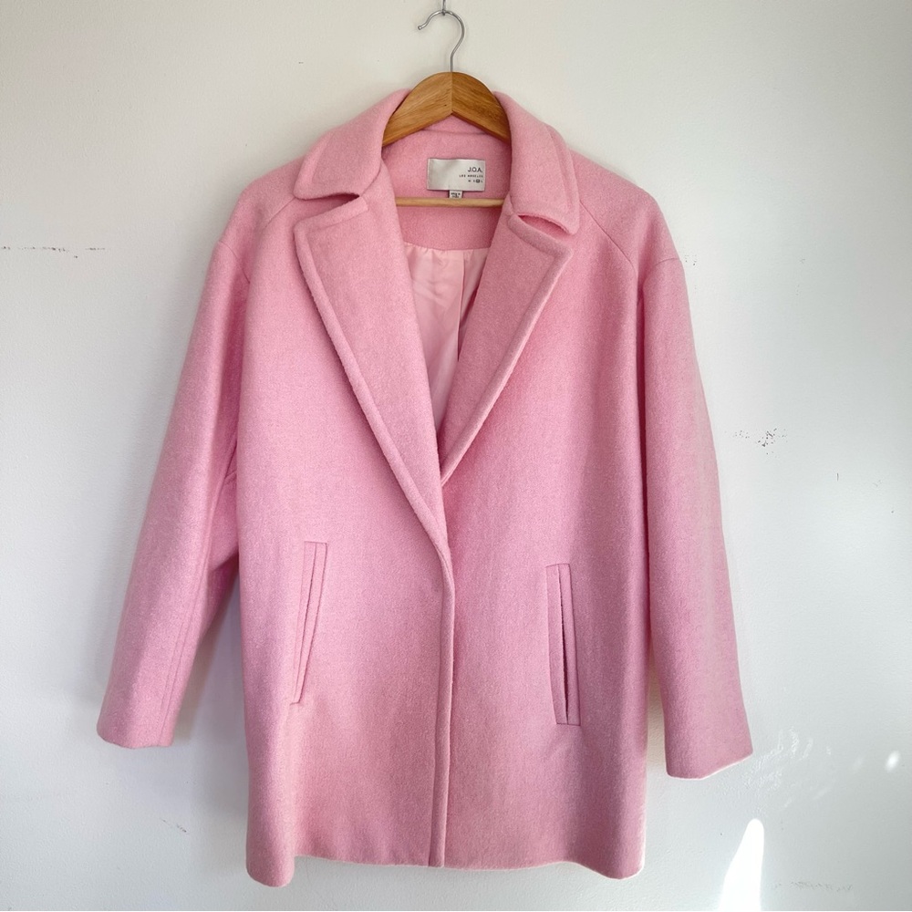 J.O.A Oversized Single Button Car Coat in Bubble Gum Pink